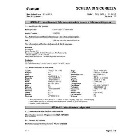 Toner C-EXV 54 Canon nero  1394C002AA